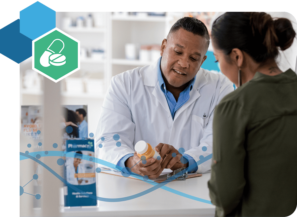 Website Image - Neural Consult Page - Tab Content Module - Pharmacist Helping Customer - Wavy Lines