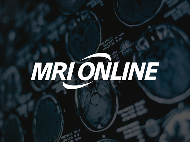 MRI Online logo overlaid on top of MRI images of the brain