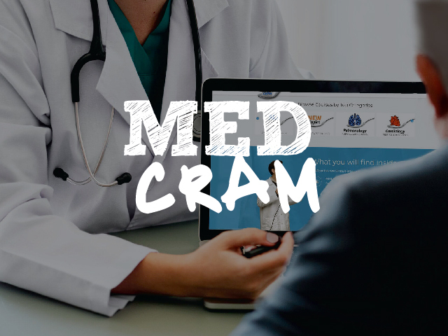 MedCram logo and the product displayed on a computer monitor